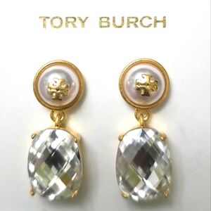 Tory Burch FauxPearl Crystal Drop Earrings